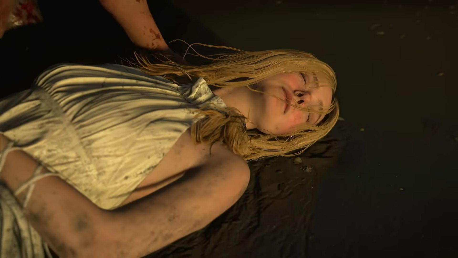 An unconscious Tomorrow on the beach at the ending of Death Stranding 2 (Image via Sony Interactive Entertainment)
